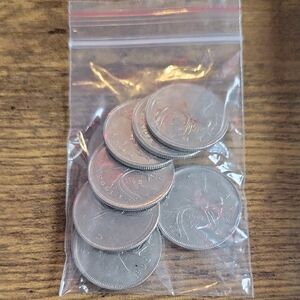 Vintage Canadian 1968 Quarters in Clear Bag (Potential 50% Silver)